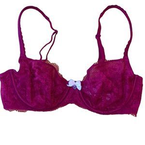Body by Victoria unlined Demi/ demi non double deep red lace bra